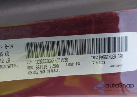 2015 Chrysler 200 S z USA, uszkodzony, nr VIN 1C3CCCBGXFN551536